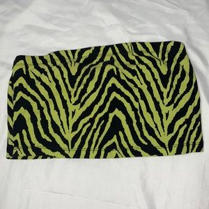Neon yellow Zebra print tube top